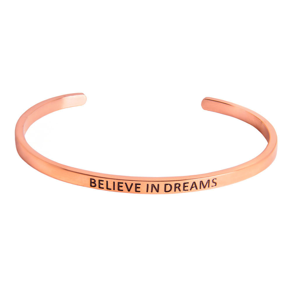 браслет "believe in dreams" в розовой позолоте