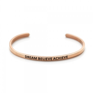 браслет "dream believe achieve" в розовой позолоте