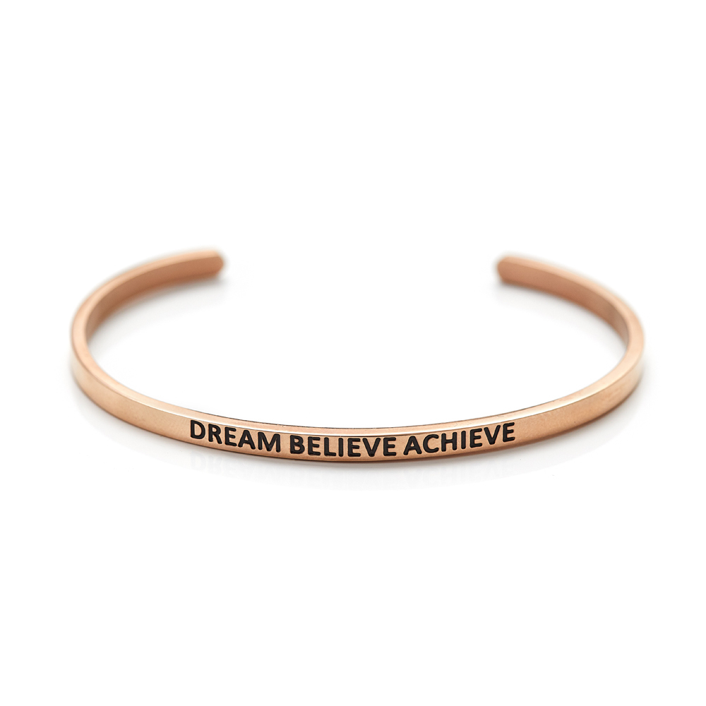 браслет "dream believe achieve" в розовой позолоте